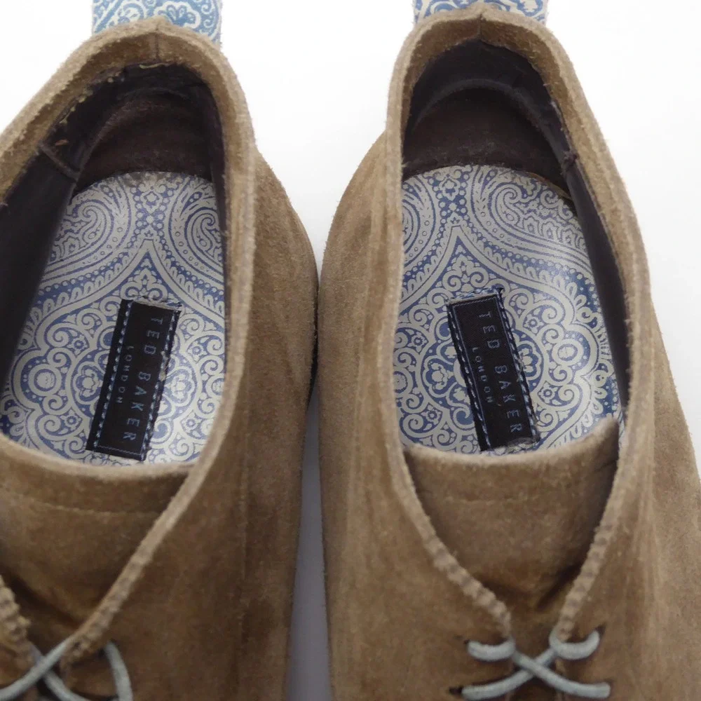 Ted Baker Mens Square Toe Chukka Boots Tan Suede Lace Up TBM 002 Size 9